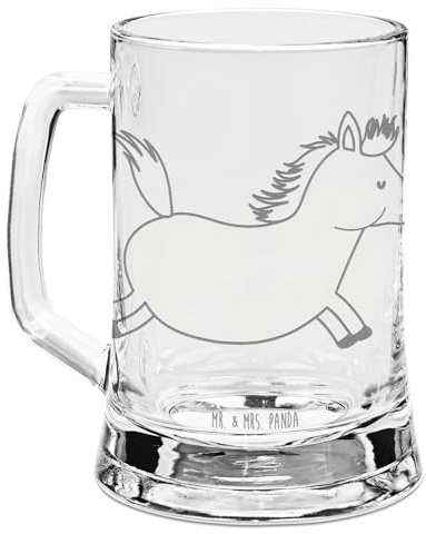 Mr. & Mrs. Panda Krug Pferd Springen - Geschenk, Pferde, Humpen, Glaskrug, Reiten, Bauernhof, Seidel, Gravur Bierkrug, Pferdestall, Pony, Glas, Stall