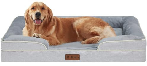 Dokdogs Orthopädisches Hundebett, Größe XL, wasserdicht, Memory-Schaum, 111,8 x 81,3 cm, Haustier-Couch-Bett mit abnehmbarem, waschbarem Bezug und rutschfester Unterseite, riesiges Hundesofabett
