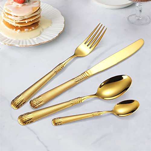 XDAWQP Besteck-Sets 4-Teilig Besteck Geschirr Edelstahl Tafelservice Messer Gabel Löffel Set Kreatives Goldenes Besteck-Set Zero Waste