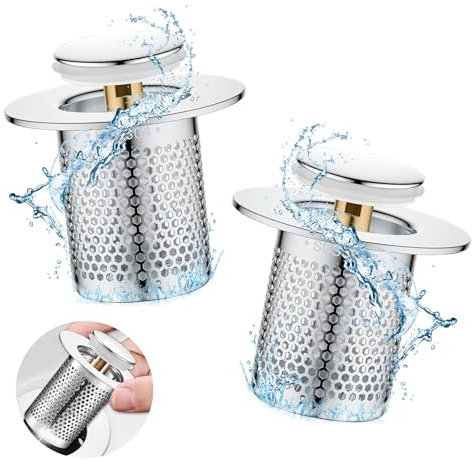 SenaiMy 2 Pièces Filtre Evier Drainage de Sol en Acier Inoxydable, Bouchon de Lavabo avec Filtre, Filtre pour Lavabo avec Système de Pop Up pour Cuisine, Salle de Bain, Baignoire