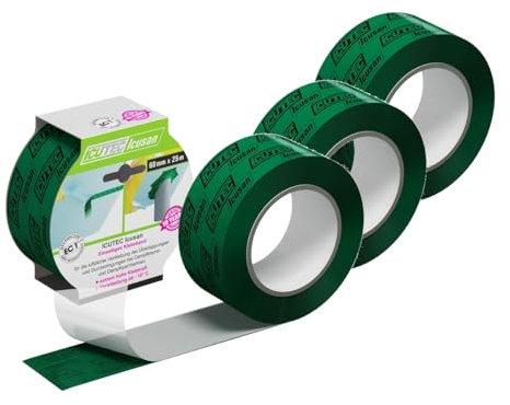 ICUTEC Icusan - Lote de 3 cintas adhesivas de alto rendimiento para barrera de vapor (60 mm x 25 m, calidad profesional con fuerza adhesiva extremadamente alta, sin disolventes y procesamiento a