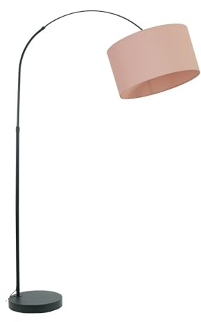 ValueLights | Black Metal Arched Stem Curved Arm Floor Lamp with Blush Pink Drum Shade for Living Room Lounge | Floor Lamps, Home Décor & Improvement Essential