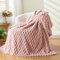 Wajade Fleece Throw Blanket, Fluffy Faux Fur Blanket for Bed Sofa Couch, Soft Cosy Warm Thick Blanket, Jacquard Pink 127x153