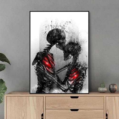 Abstrakte Paar Skeleton Poster Und Drucke Leinwand Gemälde Wand Kunst Bilder Für Wohnzimmer Hause Dekoration 50X70Cm Kein Rahmen