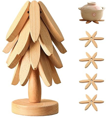 ARTFILIF Tree Coaster Hot Pan Trivet Set, Natural Wood Pad for Dining and Kitchen, Tree Trivets for Hot Dishes, Wooden Trivet Tree, Wooden Placemats, Pot Holders, Hot Stands, Coffee Coasters