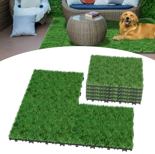 Aufun 55 Stück Kunstrasen Klickfliesen 30x30 cm, Grasmatte Rasenteppich Rollrasen künstlicher Rasen Miniatur Haus Deko Künstliche Rasen Gras Garten Verzierung Für Garten, Puppenhaus, Gras Zum Basteln