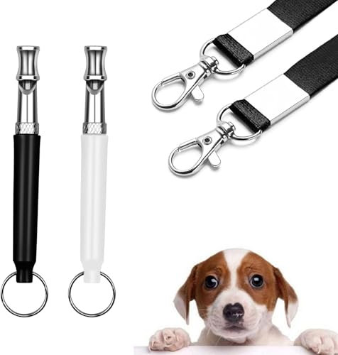 Weenwill Hundepfeife,2 Stück Hundepfeife Rückruf Ultraschall Lautlose Hundetraining Hochfrequenz Verstellbare Frequenz Hunde Trainingspfeife,Erziehungshilfen für Hunde Pfeifen(Schwarz + Weiß)