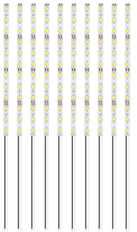 HUAZIZ 10 Stücke 200 mm VorDrahtete Streifen, 2835 SMD LED, 12-18V LED Streifen, Modellbau Led Beleuchtung, Weiß