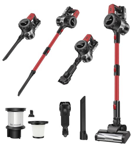 Cordless Vacuum Cleaner Self-Standing, 15000Pa Powerful Deep Cleaning, Tangle-Free Brush, Rechargeable Battery, Lightweight Stick Hoover for All hardwood Floors Tiles Pet Hair