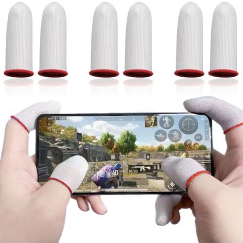 SIOPPKIK Pack of 6 Gaming Finger Sleeves - Thumb Sleeves - For Pro Mobile Gaming - PUBG Finger Sleeve - Finger Sleeve Gaming - PUBG Mobile Gaming Finger Sleeve - Finger Gloves