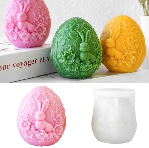 ARTGUTS Silikonformen für Ostern,Ostern Hase Osterei Silikonform,3D Silikonform Ostereier,für Duftkerzen,Wachskerzen und Ostergeschenke,Ideal für Dekorative Ornamente