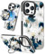 Kokaade for iPhone 14 Pro Max Case for Women Girls - Compatible with Magsafe for 360° Rotatable Magnetic Ring Holder Stand Cute Kawaii Girly Blue Flower Design TPU for iPhone 14 Pro Max Phone Case