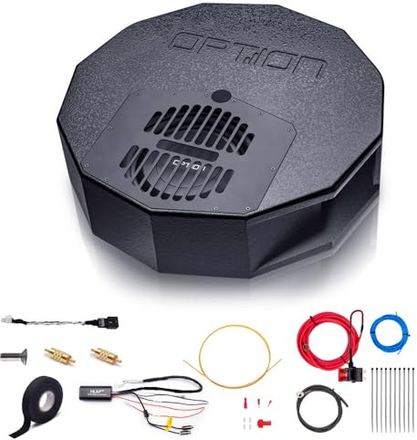 Option Subwoofer Kit kompatibel mit Skoda Octavia IV (4. Generation, Typ NX, ab Baujahr 2020, mit Canton-Soundsystem ab Werk) - Plug & Play Subwoofer Soundupgrade mit DRIVE10BRA Reserverad-Subwoofer