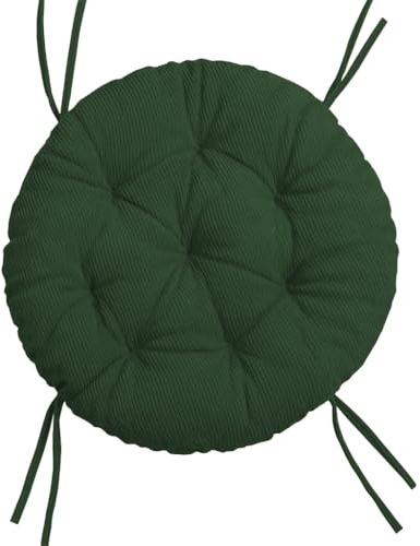 chilly pilley® Polster für Papasansessel - Rundkissen - Auflage Polster für Papasansessel -Sesselkissen Sitzkissen Gesteppt mit Schlaufen (Dunkelgrün Cord, 110cm)