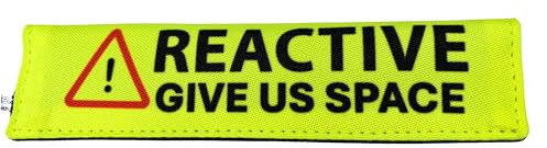 Reactive Dog Lead Wrap – “Give Us Space” | Yellow Warning Sleeve with Caution Symbol | Visibility Tool for Dogs Who React to Triggers | Hook and Loop Fastening by Wuffable