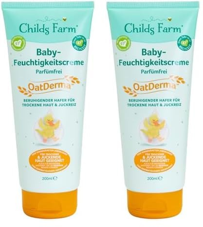 Childs Farm OatDerma Baby-Feuchtigkeitscreme 200 ml, parfümfrei | Beruhigende Hautpflegelotion, für empfindliche oder zu Ekzemen neigende Baby- und Kinderhaut. Auch für Neugeborene. (Packung mit 2)
