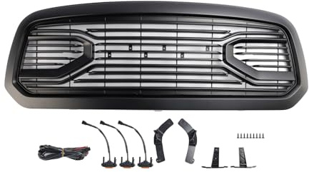 Artudatech Kühlergrill Frontstoßstange Black Big Horn Style Front Bumper Grille Passend für Dodge Ram 1500 2013-2018