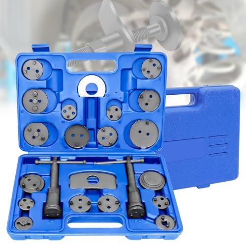 WELAIRICH Brake Caliper Rewind Tool Kit, 22pcs Brake Caliper Piston Rewind Tool Kit Set for Almost Cars Truck, Universal Disc Brake Piston Reset Set Caliper Wind Back Tool Kit for All Drive Vehicles