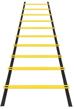QUXVUIS Trainingsleiter mit Tragetasche, Fitness Treppe, Strickleitern, Flexibilität, professionelle Übungsgeräte, Fitnessstudio, Gelb, 5M
