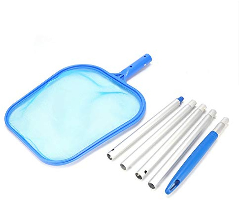 Jenngaoo Pool Reinigungsnet mit Stiel, Pool Blattkelle aus Aluminium und Nylon für Swimmingpool und Teich, 42,7 x 29 cm mit Verlängerungsstangen