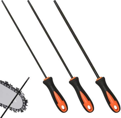 Feile für Kettensäge 3 Stück,Kettensäge Schärfen Mit Griff, Aktenhalter Pferd Feile und Schnelllehre,Strapazierfähig und Langlebig, Gibt Es 3 Größen von 4.0mm,4.8 mm,5.5 mm für Heimwerker und Profis