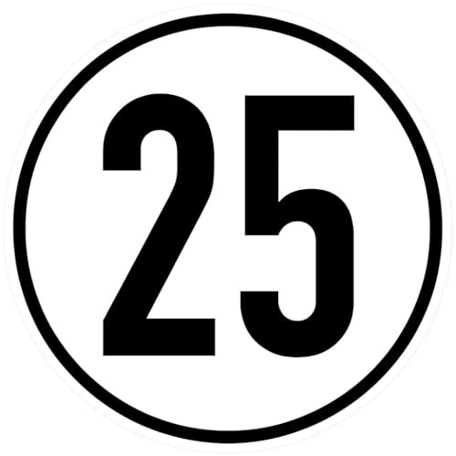 Geschwindigkeitsaufkleber 25 km/h (Ø 20 cm) – Premium-Folie, selbstklebend, witterungsbeständig | gemäß StVZO § 58 | Made in Germany | Für PKW, Anhänger, Landmaschinen, Sonderfahrzeuge