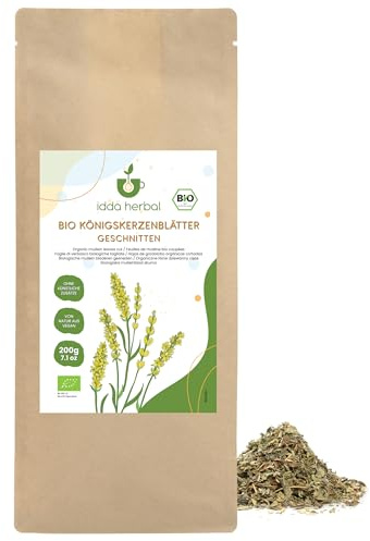 IDDA Herbal Verbasco Tisana BIO 200g, Foglie di Verbasco bio Essiccate e Tagliate, Tè Sfuso