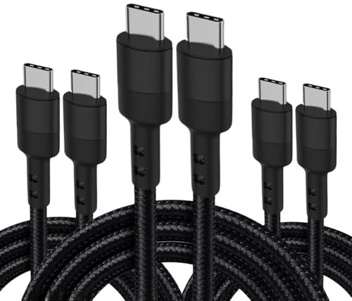 3 cables USB C de 50 cm, cable de carga rápida 60 W Pd cable de datos USB a USB trenzado de nailon – Cable USB C 0 5 m corto cable de carga compatible con iPhone 16/15, Samsung Galaxy, iPad, Macbook