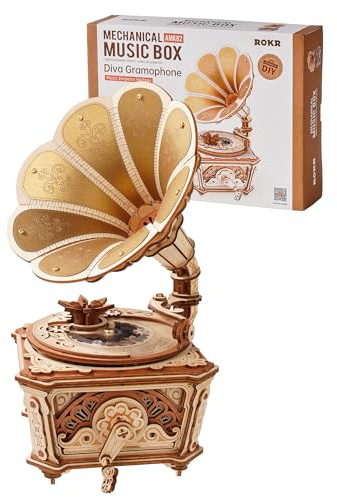 ROKR 3D Holzpuzzle,Spieluhr Modellbausatz Diva Gramophone,DIY-Geschenk für Jugendliche Und Erwachsene