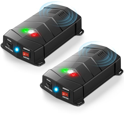 Rodent Repellent for Car Engines, 2 Pack Mice Deterrent Ultrasonic Pest Repeller, Rat Repellent, Variable-Frequency &LED Strobe Light, Keep Mice Away from Vehicle Indoor Outdoor Room