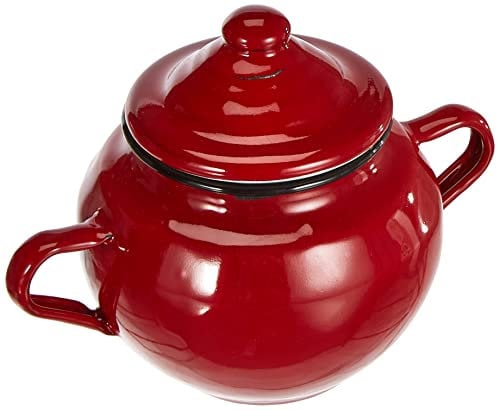 Ibili Zuckertopf Roja mit Deckel 0,5 l aus emailliertem Stahl in rot, 10 x 10 x 20 cm, 2-Einheiten