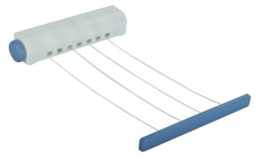 MSV - Erweiterbarer Wäschetrockner 4 Leinen 14M Weiß und Blau, Praktisches Trocknen für Kleidung, Robuste Konstruktion aus PP & PS, Abmessungen 6x6x29,3cm, Ideal für Bettwäsche und voluminöse Artikel