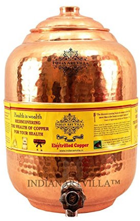 indischen Kunst Villa reines Kupfer 5 Ltr. Wasser Topf Speicher mit Wasserhahn Küche Home Garten Gesundheit