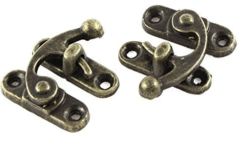 sourcing map 2 Stück Vintage Stil Schmuckkästchen Haken Riegel Schnalle Schloss Verschluss 33mmx29mm Antike Messingfarbe
