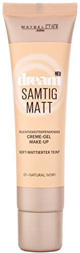 Maybelline New York Dream Samtig Matt Creme-Gel Make-Up Natural Ivory 01 / Schminke in einem hellen Hautfarben-Ton, für eine langanhaltende Abdeckung und einen frischen Look, 1 x 30 ml