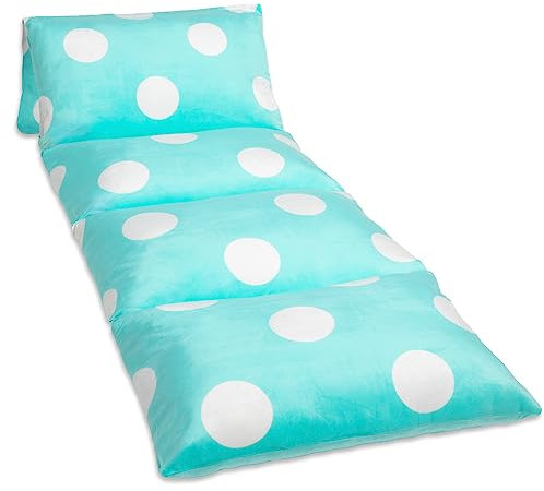 Butterfly Craze Bodenkissen Bett Lounger Abdeckung, gemütliche stilvolle für Kinder Erwachsene, Recliner Bodenkissen für ultimativen Komfort, Kleinkind Nap Matte, nur Abdeckung, Aqua Polka Dot, Queen