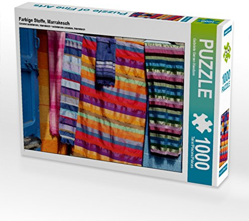 CALVENDO Puzzle Farbige Stoffe, Marrakesch | 1000 Teile Lege-Größe 64 x 48 cm Foto-Puzzle für glückliche Stunden