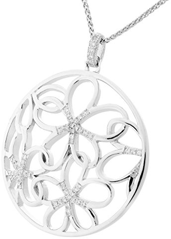 Orphelia Damen-Anhänger met Kette 925 Silber rhodiniert Zirkonia weiß Brillantschliff-ZH-7216