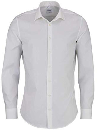 Seidensticker Herren Hemd Slim Fit Bügelfrei Kent Langarm Business Shirt, Ecru, 39