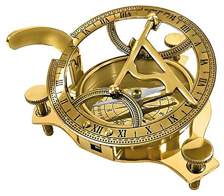 THORINSTRUMENTS (with device) 12,7 cm echte einfache handgefertigte Messing-Sonnenuhr-Kompass