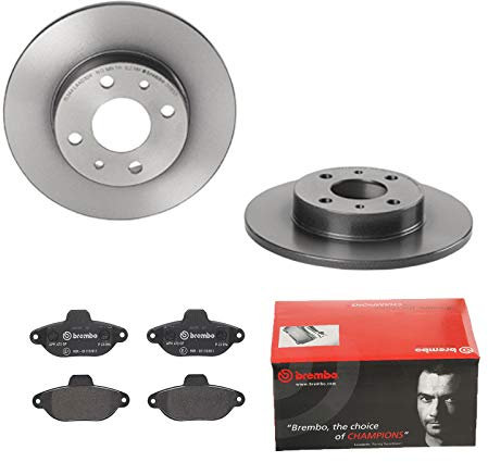 2 Bremsscheiben Voll 240 mm + Bremsbeläge Hinten von Brembo Voll (1420-53725) Bremsensatz Bremsanlage Bremsen-Kit,Bremsenset, Bremsscheiben, Bremsbeläge, Bremsen-Set, Beläge, Bremsbelag,