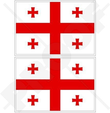 GEORGIA Georgische Flagge 100mm Auto & Motorrad Aufkleber, x2 Vinyl Stickers