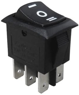 WITTKOWARE Wippenschalter, 19x13mm, 2-polig, EIN/AUS/EIN, 3A/250V, schwarz, Beschriftung I/O/II