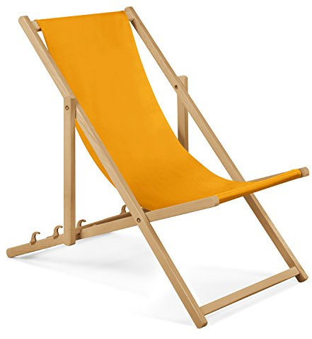 Unbekannt Liegestuhl klappbar aus Holz – 2er Set gelb Stabiler Gartenliege - Strandliege, Leichter Sonnenliege für Garten, Balkon und Strand Bars - Liege modern Design