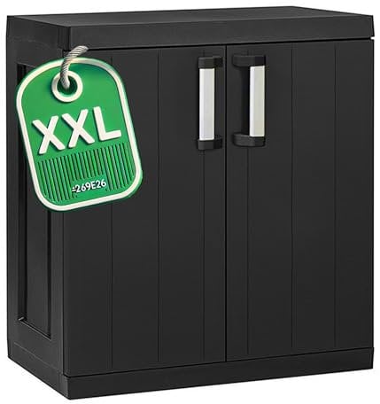 Ondis24 Kunststoffschrank Hero Outdoor Schrank wetterfest Haushaltschrank Mehrzweckschrank XXL, 88 x 54 x 96 (H) cm, schnell aufgebaut, robuster Kunststoff