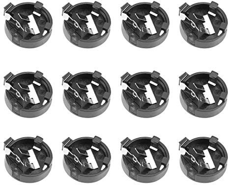 sourcing map 12 Stück CR1220 CR1225 Horizontale Batteriehalter Schwarz Behälter