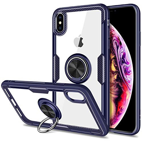 SORAKA Clear Case for iPhone XS Max with Ring Holder,Slim Fit Case Transparent Hard PC Cover iPhone XS Max Case with Metal Plate for Magnetic Car Phone Holder