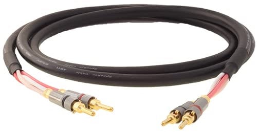 Blue Jeans Cable Canare 4S11 Speaker Cable, with Ultrasonically-welded Conventional (Non-Bi-Wire) Terminations, (One Cable - for one Speaker); Assembled in The USA (10 foot, Bananas to Bananas, Black)