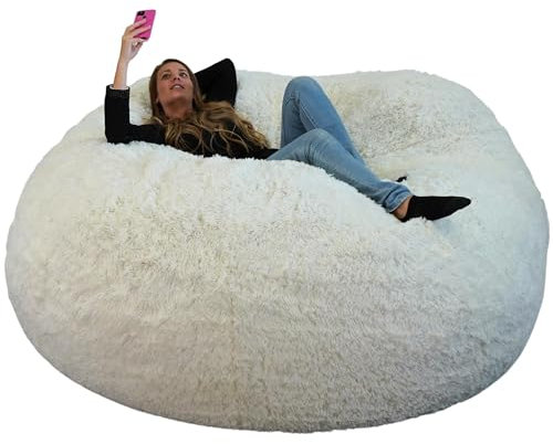 bananair - Sitzsack XXL mit Füllung für Erwachsene - Ultra Weich und Bequem mit Schaumstoff Füllung - Maschinenwaschbarer Bezug - Giant Bean Bag Chair, Sofa, Bed, Couch (200 cm, Weiß)