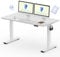 FLEXISPOT Höhenverstellbarer Schreibtisch 140×80cm, mit Haken und 25mm EINTEILIGER Tischplatte, ergonomischer Schreibtisch mit LED-Höhenanzeige und Memory-Funktion (Weiß, Weiß)